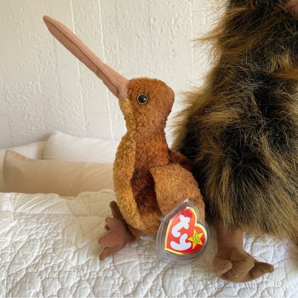 Vintage Ty KIWI Bird “BEAK” Beanie Buddy and Beak Beanie Baby Rare SET NWT - Picture 3 of 16